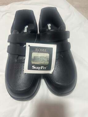 SureFit Rome Men's Black Leather Double Strap Orthopedic Diabetic Shoes